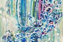 思案するサボテン（2018）652×530mm silk, acid dye