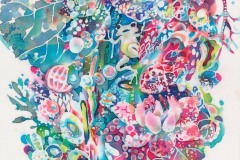 蛙の住処（2016）273×220mm silk, acid dye