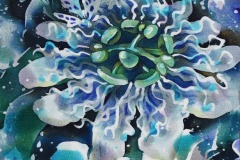 花の時計（2020）227×158mm silk, acid dye