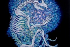 花隠れ『狐』（2023）530×455mm cotton, reactive dye