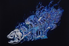 花隠れ『空棘魚』（2018）652×803mm cotton, reactive dye