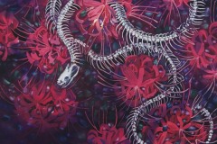 花隠れ『蛇』（2018）530×455mm cotton, reactive dye