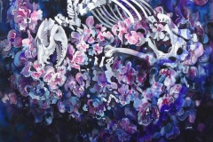 花隠れ『鼻熊』（2019）380×455mm silk, acid dye