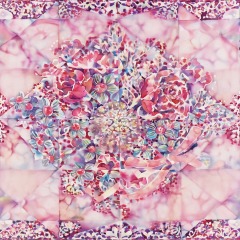 薄桃花束模様（2021）380×455mm silk, acid dye